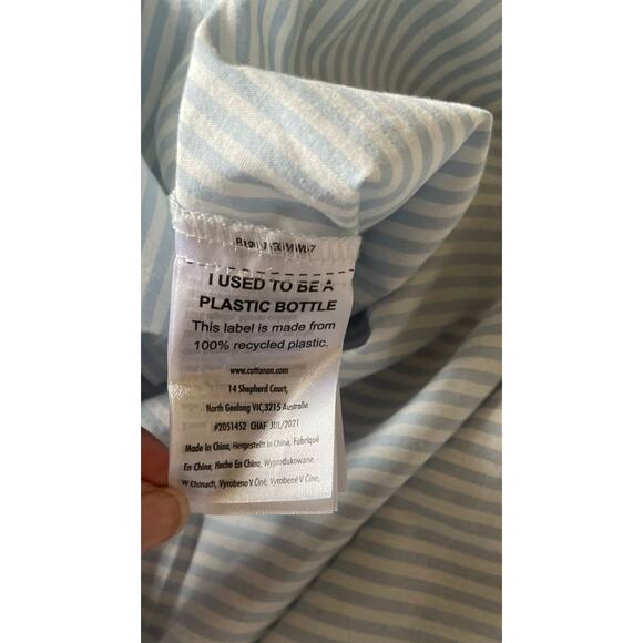 Cotton On Vertical Stripe Blue/White Button-down Oversized Women Sz XS Beach - Picture 9 of 10